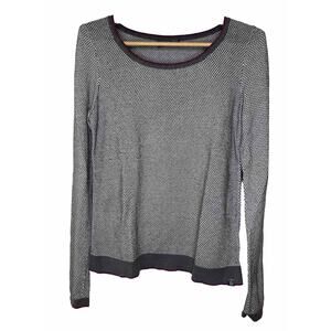 North Face Women Medium Sweater Gray Houndstooth Preppy Outdoors Light Academia